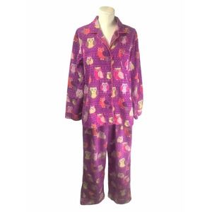 Nick and Noras Purple Cotton Owl Pajamas XXL